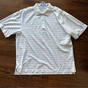 Fairway & Greene Pureformance Coolmax White & Blue Striped Golf Polo Shirt XL